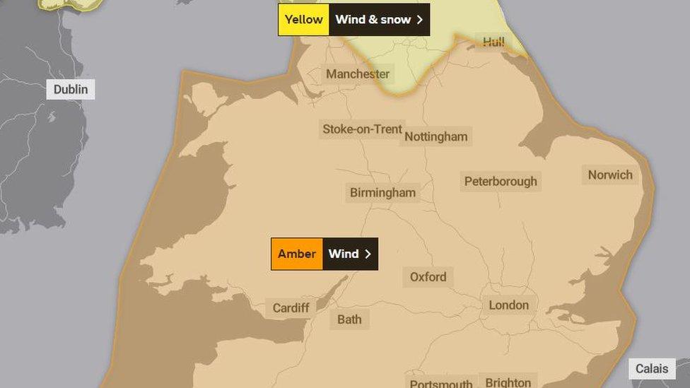 Met Office weather warning map