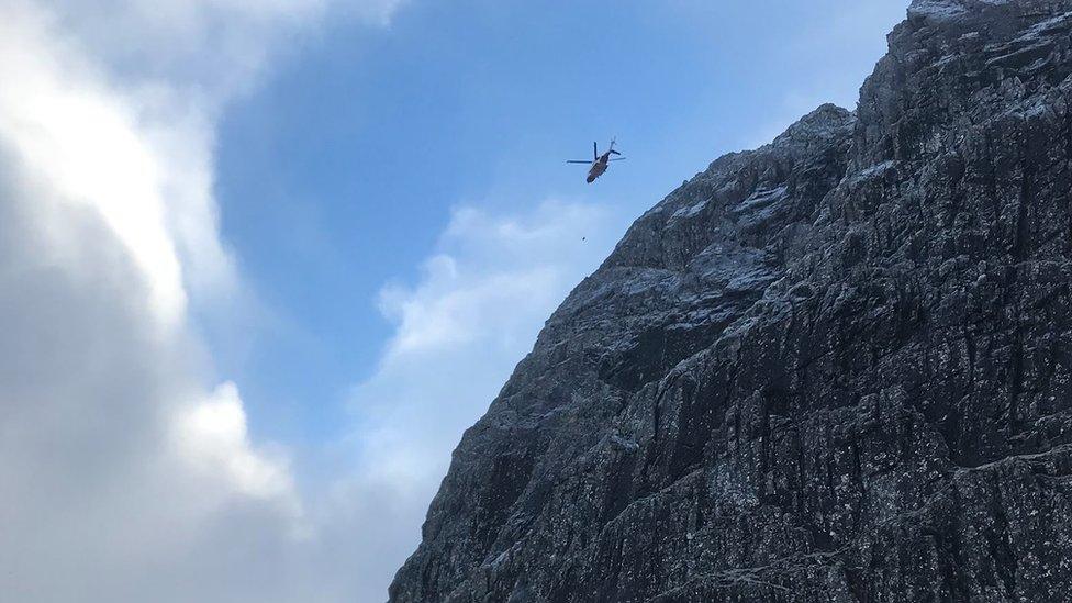 Helicopter during the rescue effort