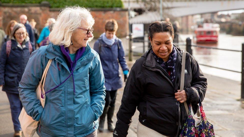 Alison Holmes, front left, with other members of the York Bike Belles' Walking Book Club