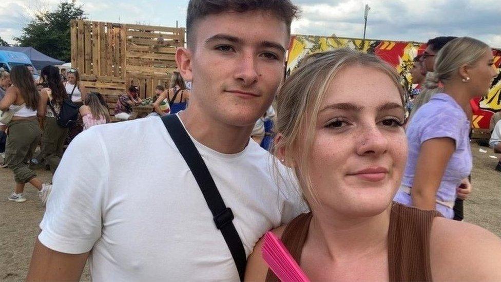 Leone Cook with her boyfriend at Reading Festival