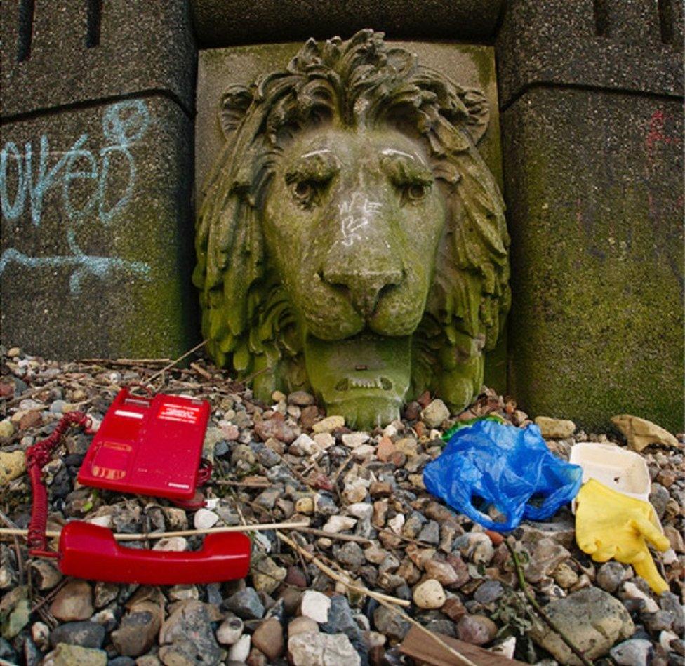 Washed-up plastic items