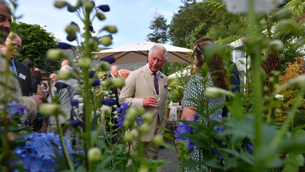 King Charles III (then the Prince of Wales) attending a reception at the Duchy of Cornwall Nurser