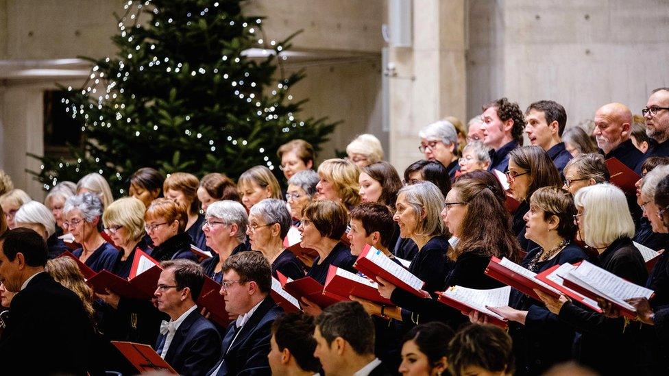 Bristol Choral Society performing at a Christmas event