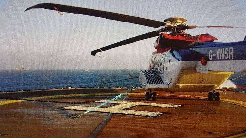 CHC helicopter on offshore platform