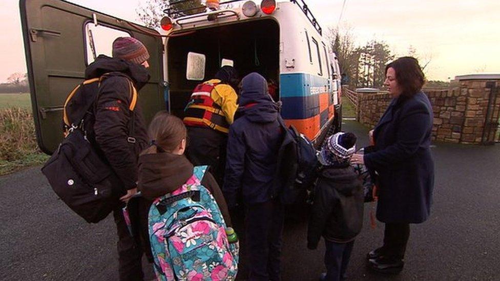 A track vehicle was used to transport schoolchildren in Longford