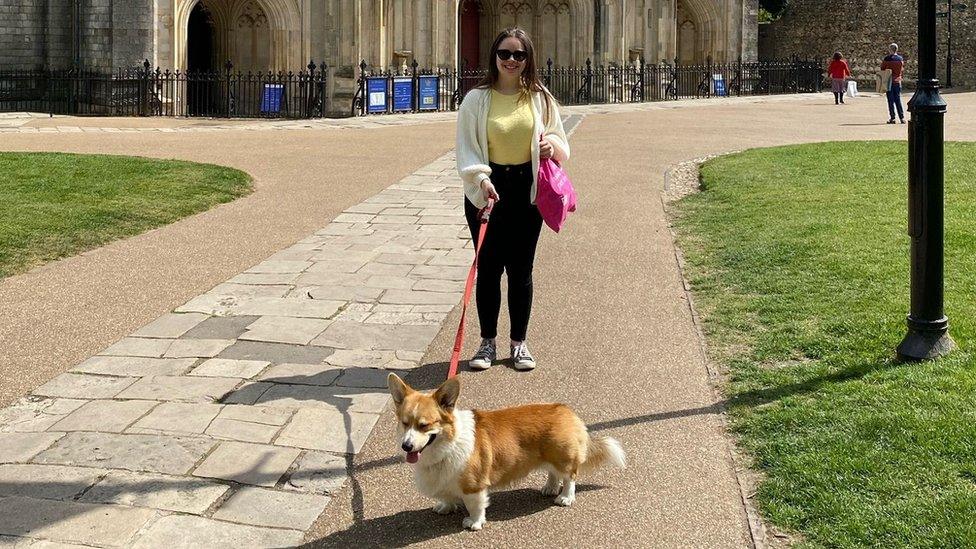 Nadia and her corgi Wilbur