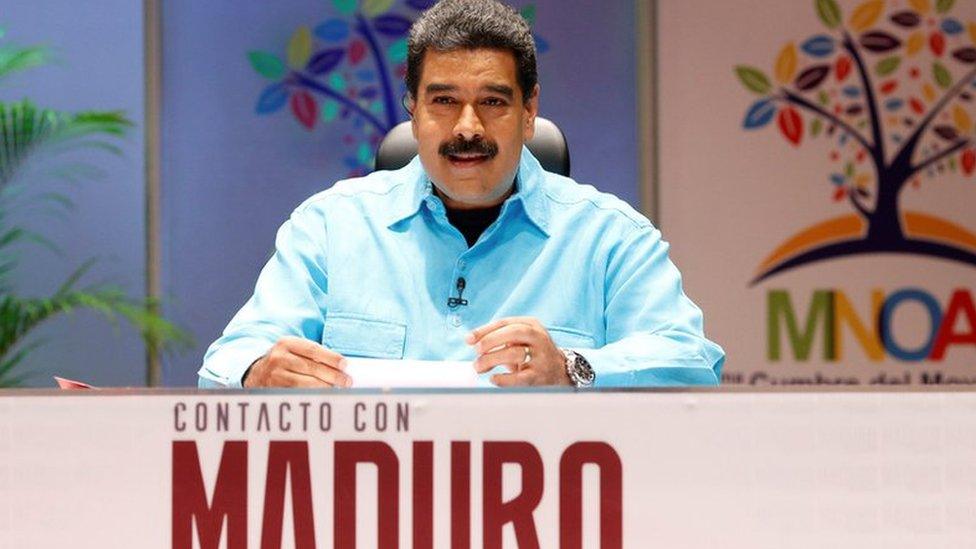 Nicolas Maduro on the set of his TV show