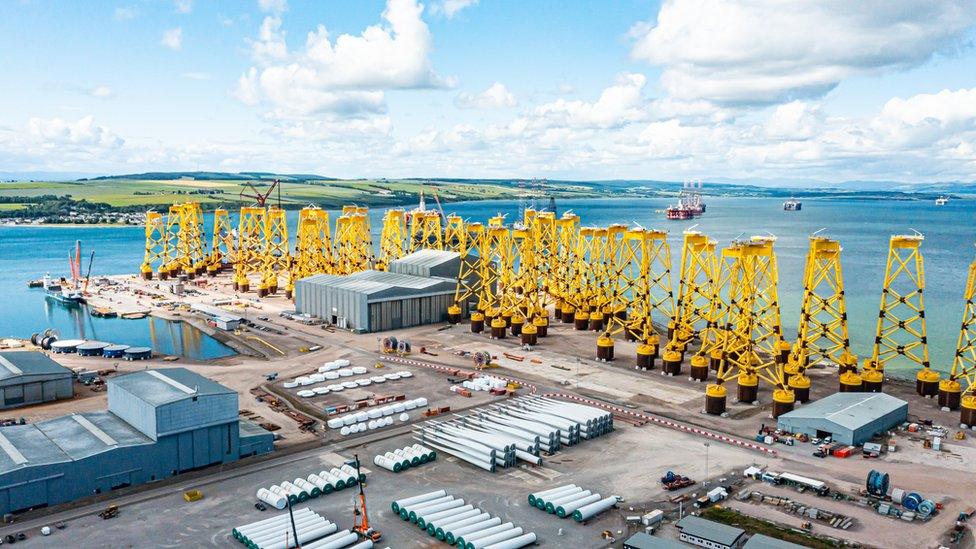 Wind turbine jackets at Nigg