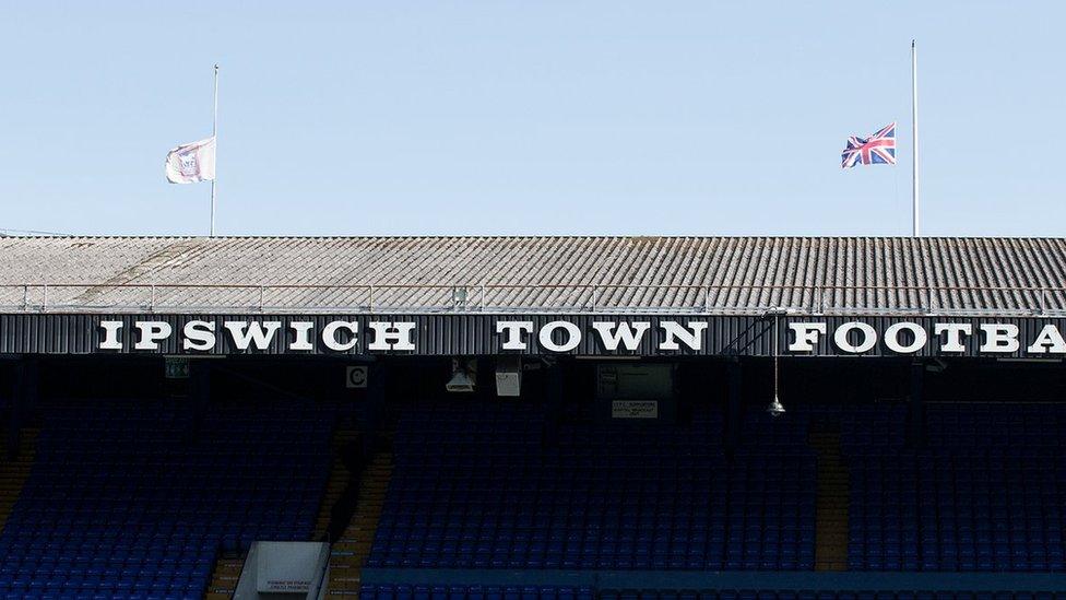 Flags flying at half mast at Ipswich Town