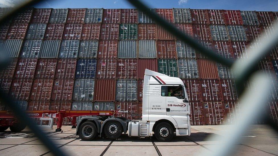 Truck at UK container port