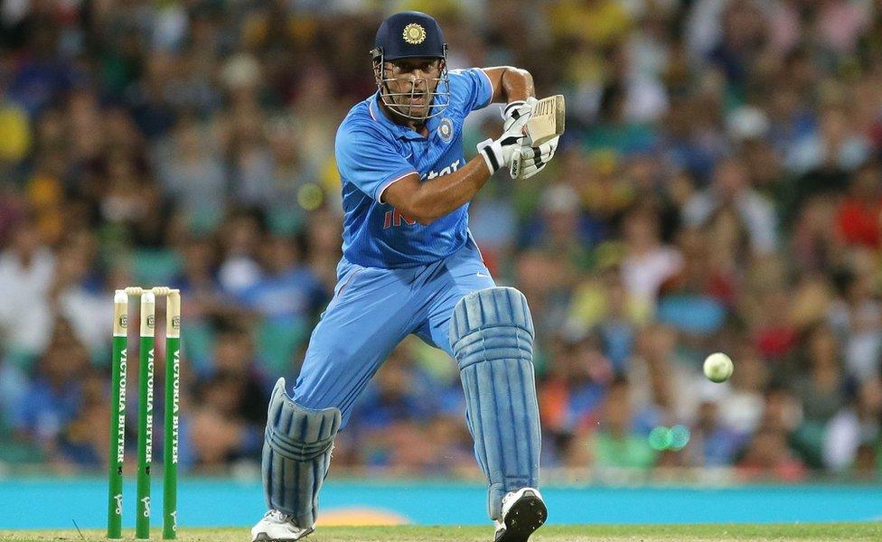 MS Dhoni of India bats during game five of the Commonwealth Bank One Day Series match between Australia and India at Sydney Cricket Ground on January 23, 2016 in Sydney, Australia.