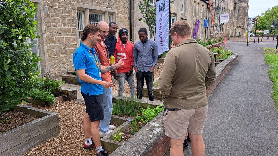 The group at work in the garden