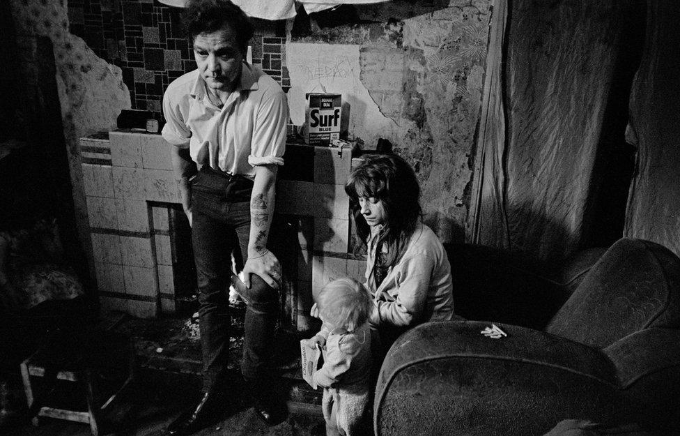 Family living in slum property Newcastle 1971