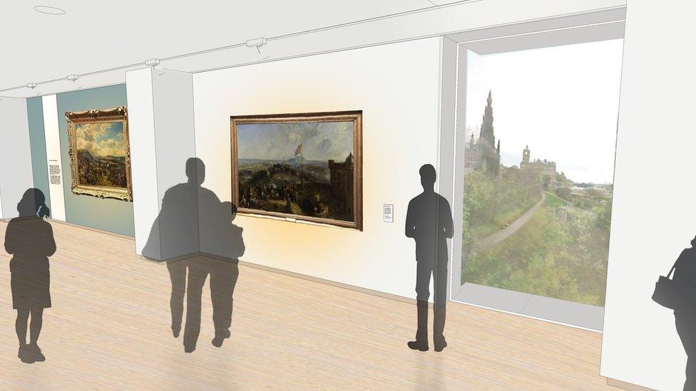 Artist's impression of the new gallery with views over the city