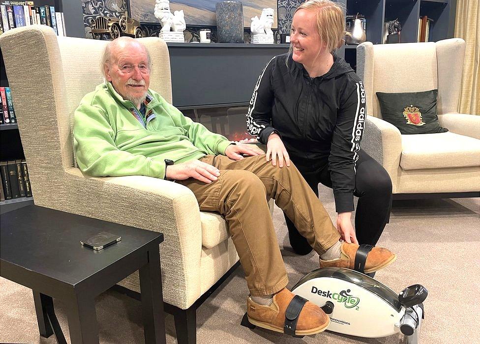 Martin Birkhans with his physio Benedicte Aarseth