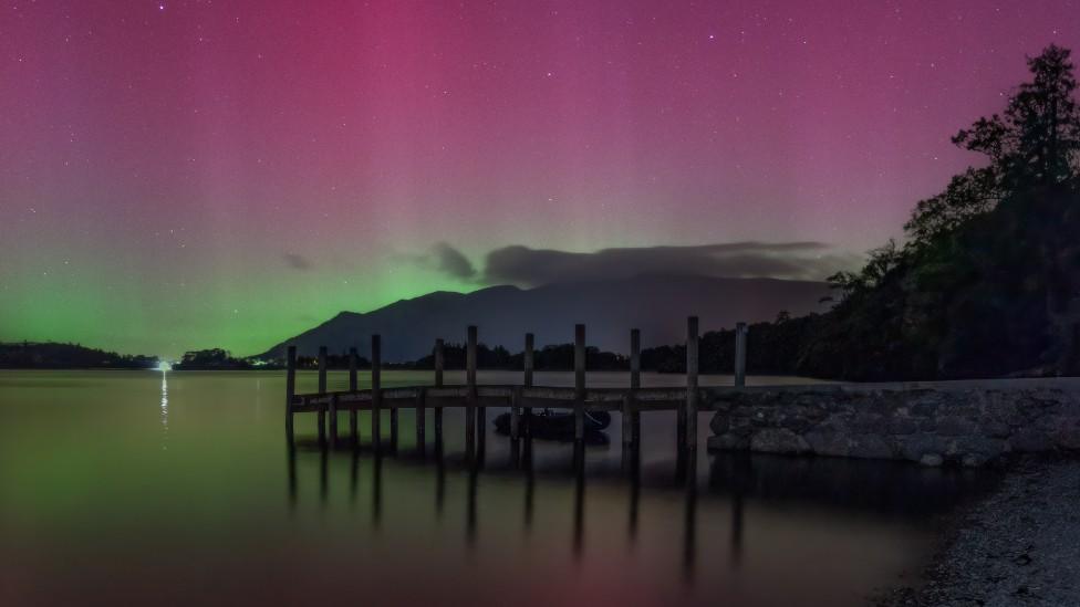 Northern Lights over Ashness Jetty, near Keswick