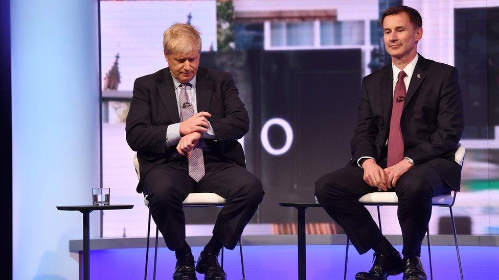 Boris Johnson and Jeremy Hunt at the BBC leaders' debate