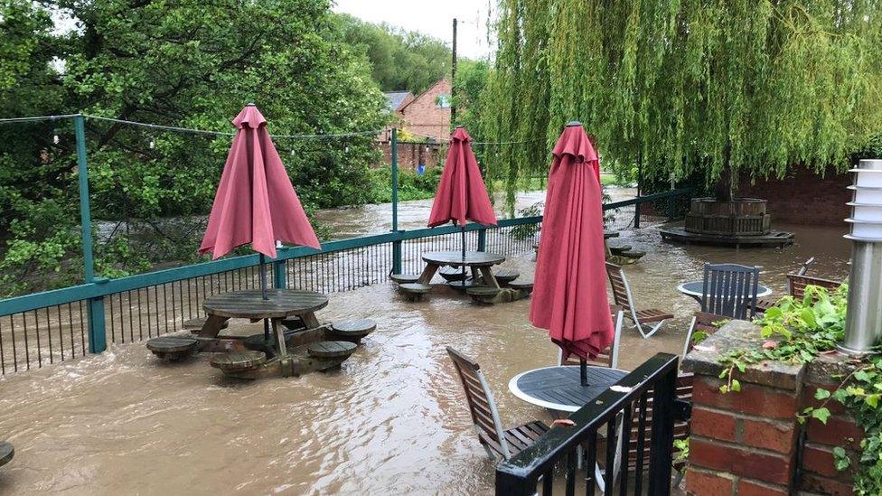 The garden of The Alyn pub in Wrexham