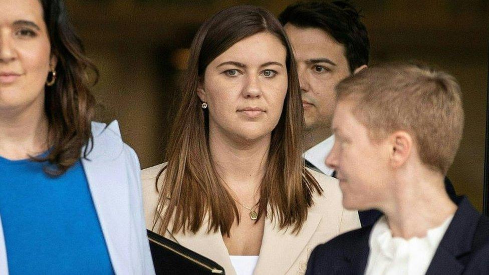 Brittany Higgins outside the court in Canberra