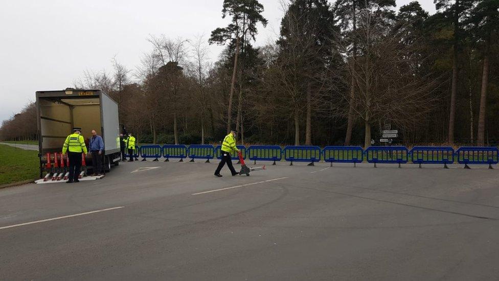 Police near the Sandringham Estate