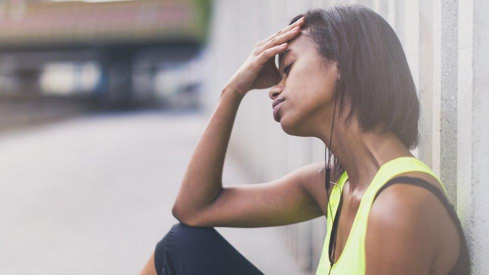 Woman exercising with fatigue