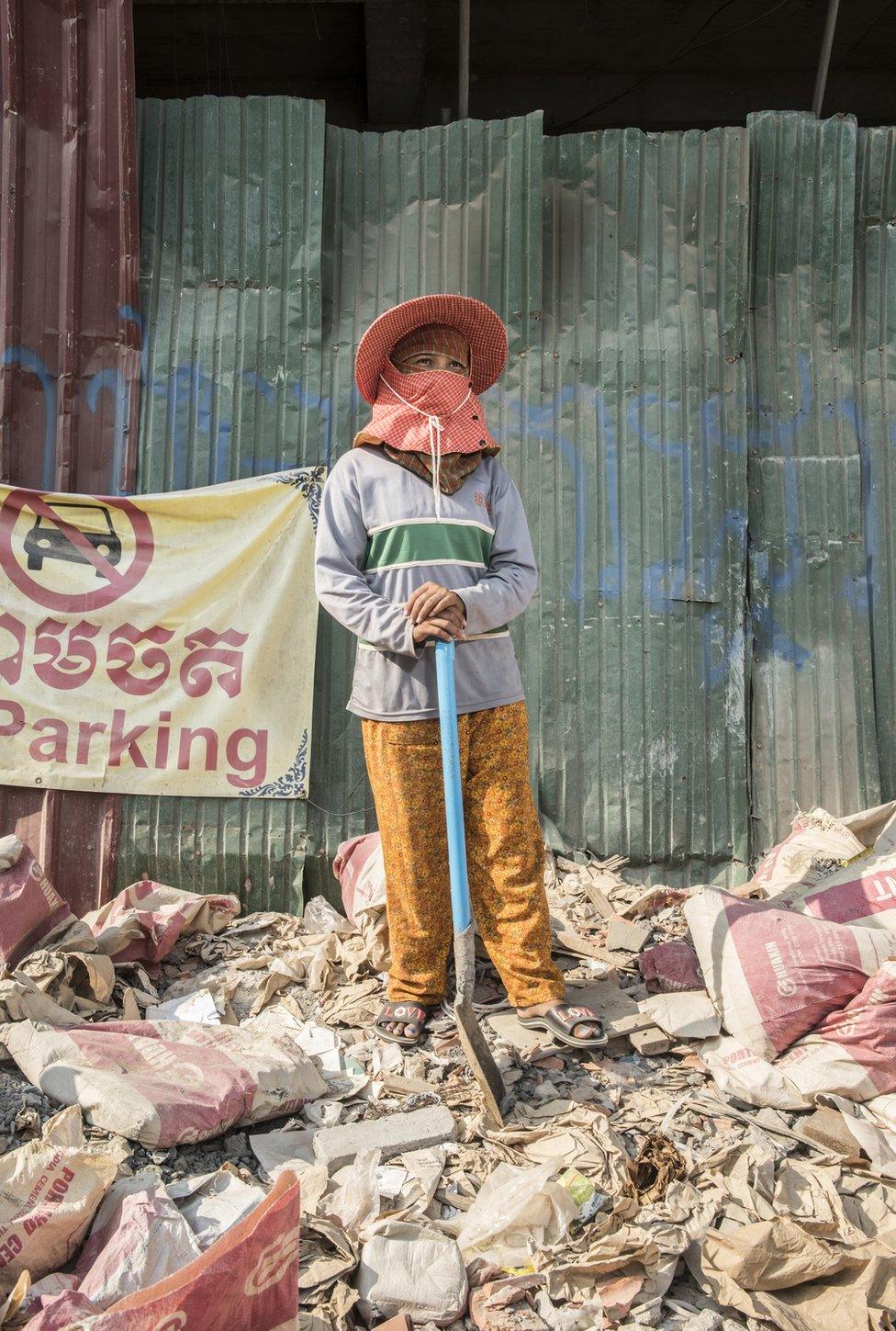 A female construction worker