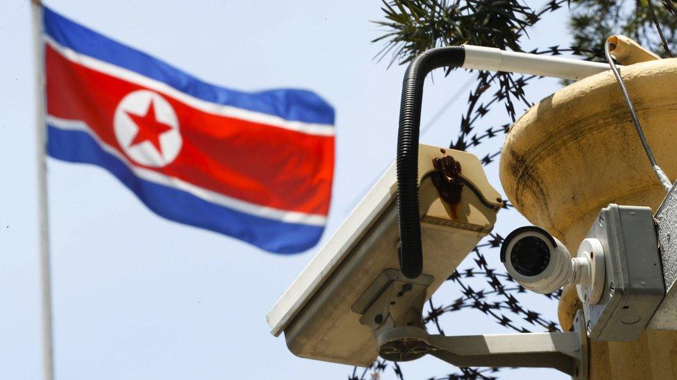 A CCTV surveillance camera is attached by the entrance gate at the North Korean Embassy in Kuala Lumpur, Malaysia, Monday, 13 March 2017