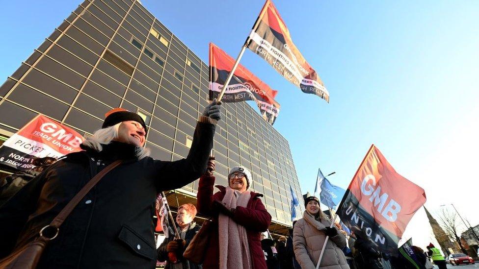 NHS workers picket outside Mater Hospital