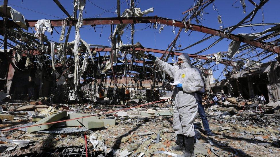 Aftermath of alleged Saudi-led airstrikes on funeral