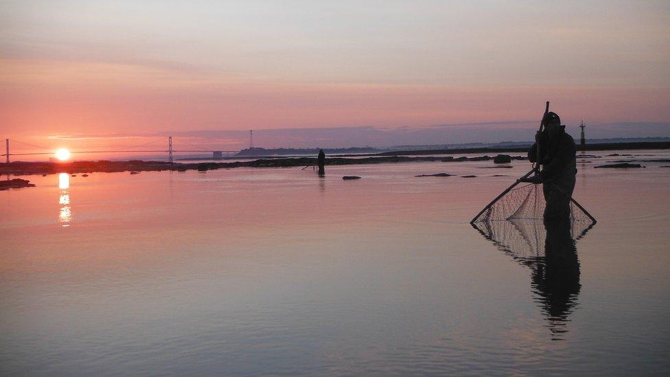 Fishermen at the Severn Estuary