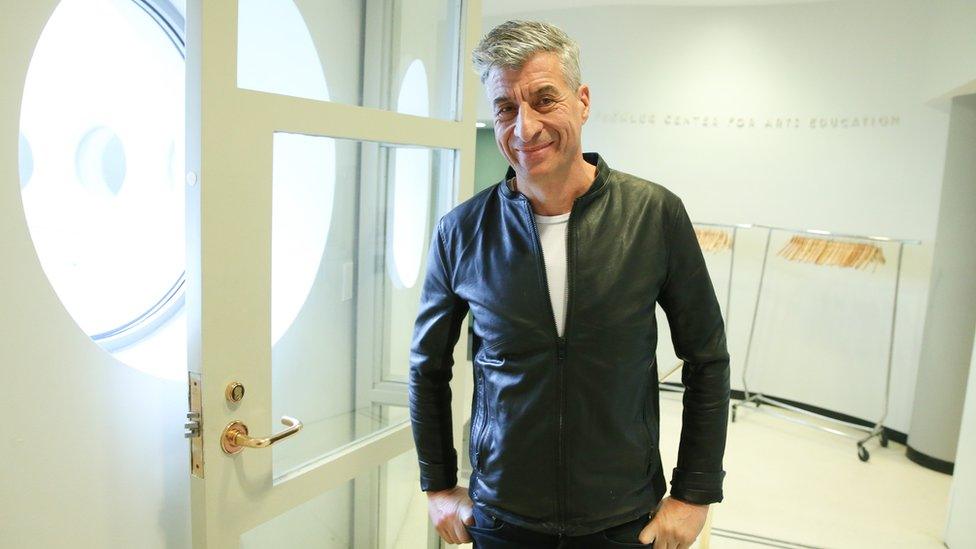 Maurizio Cattelan at the Guggenheim Museum in April this year