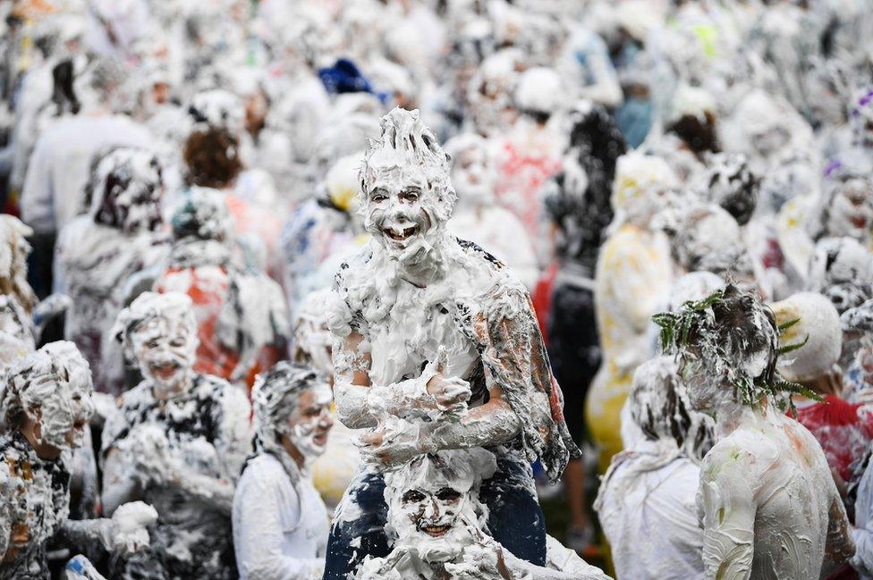 Students in foam fight