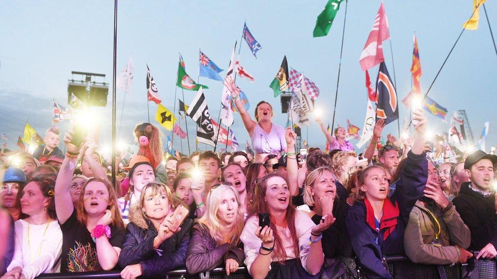 Crowds at Glastonbury.