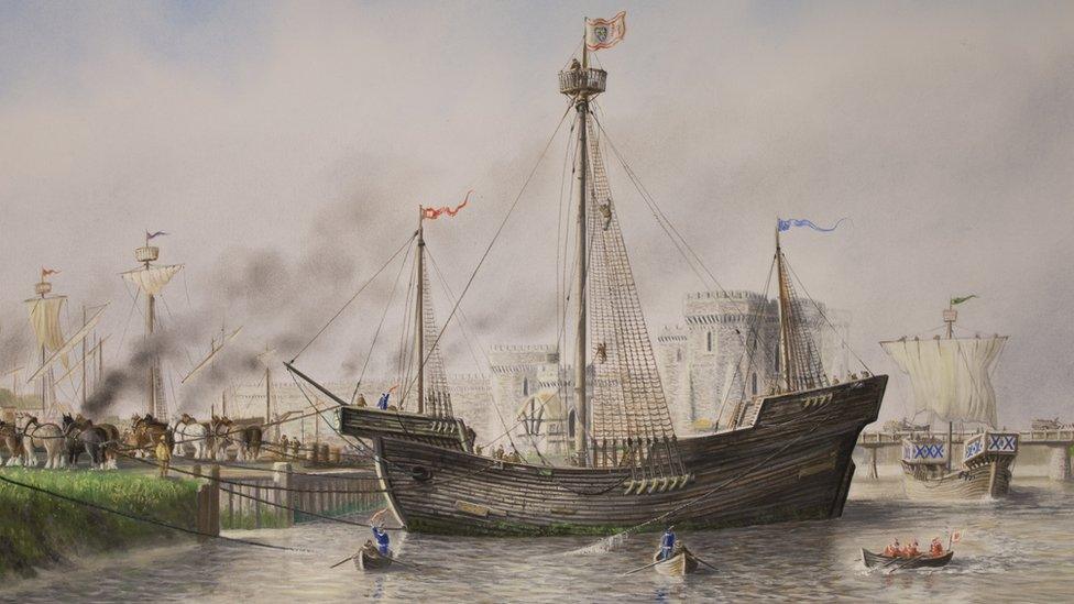 How the Newport Ship may have looked as it docked at Newport in the 15th Century