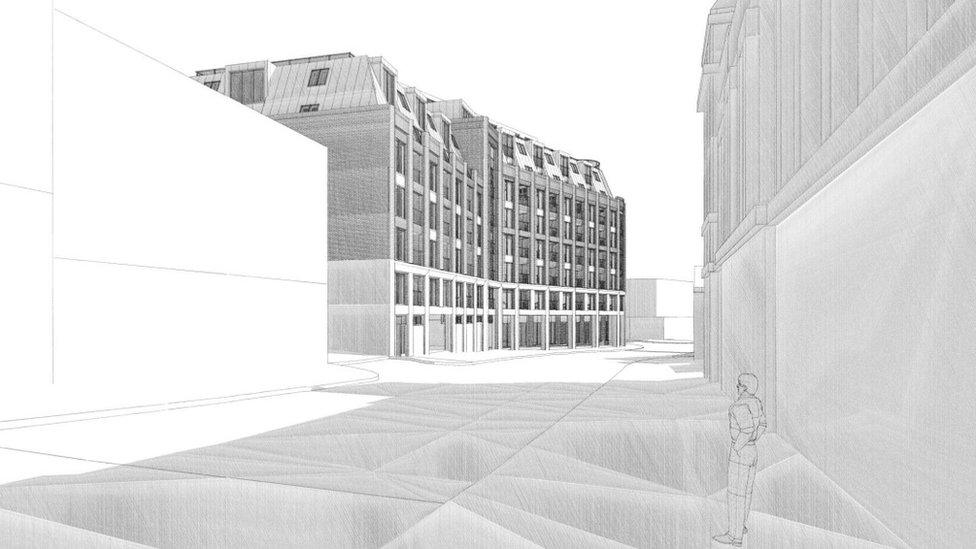 Artist's drawing of the new flats