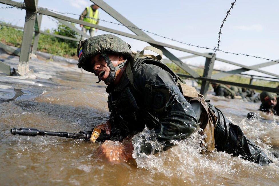 A marine from Venezuela takes part in the International Army Games 2019 at the Khmelevka firing ground on the Baltic Sea coast in Kaliningrad Region, Russia August 8, 2019.