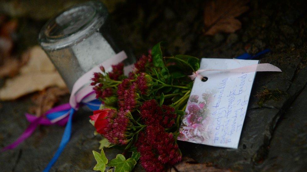 Floral tributes at the scene