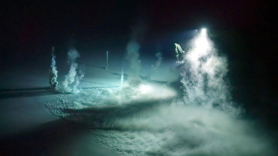 Volcano erupting underwater