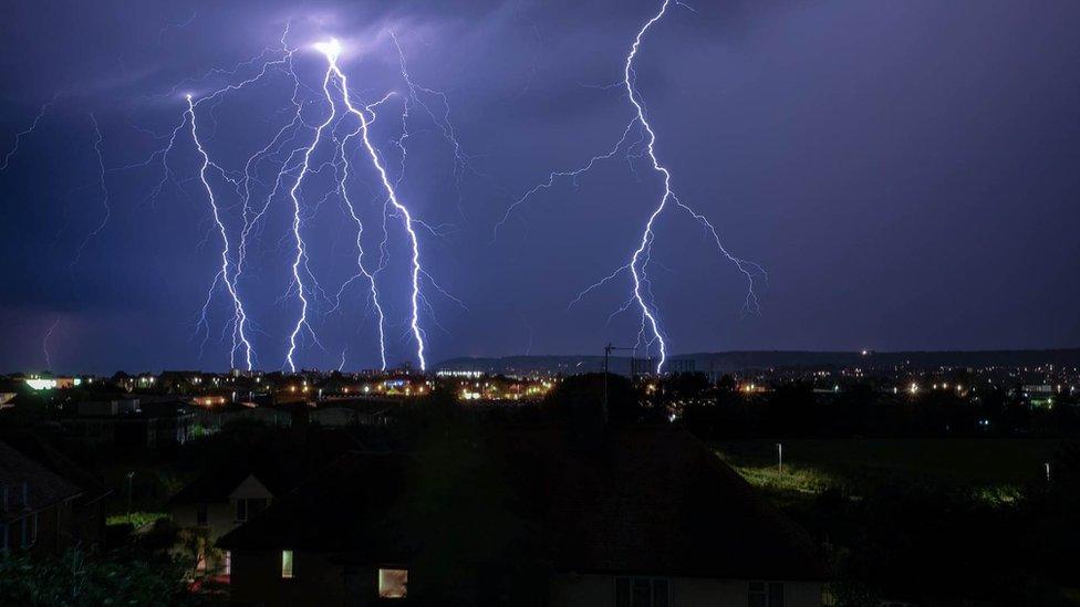 thunderstorm in Eastbourne, East Sussex