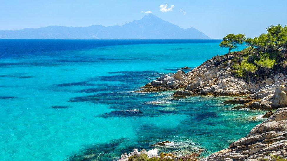 The coastline in Halkidiki, northern Greece.