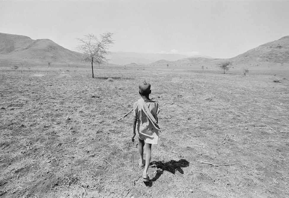 A boy in search of food during the 1984 famine