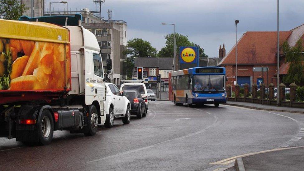 Traffic on a road in Spalding