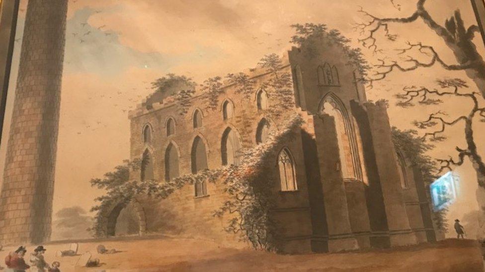 A painting of Down Cathedral before it was restored