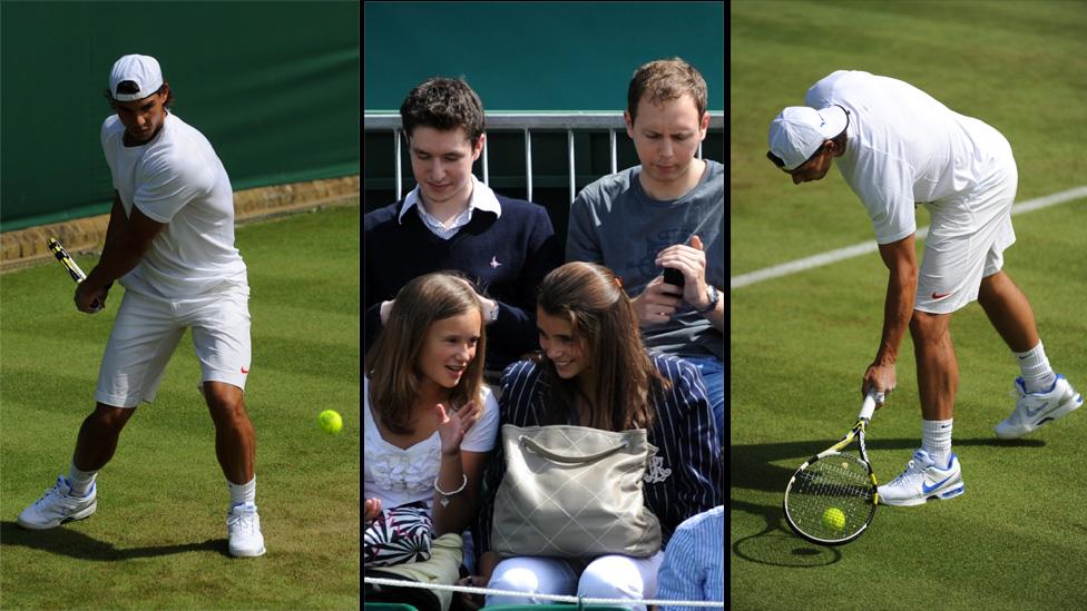 Rafa Nadal practices at Wimbledon