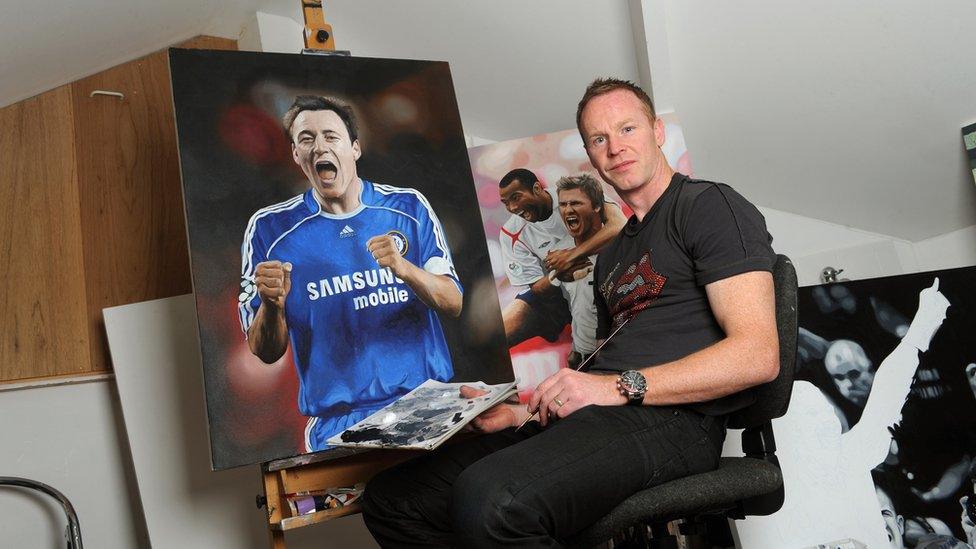 Jody Craddock with his painting of John Terry