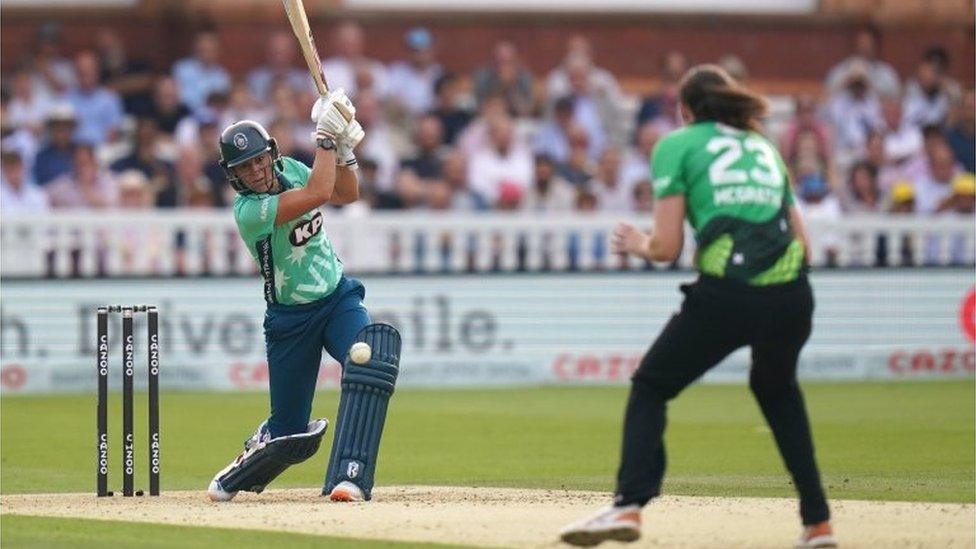 Emily Windsor hits the winning runs during the women"s Hundred Final