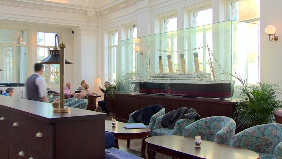 The lounge in the Titanic Hotel in Belfast