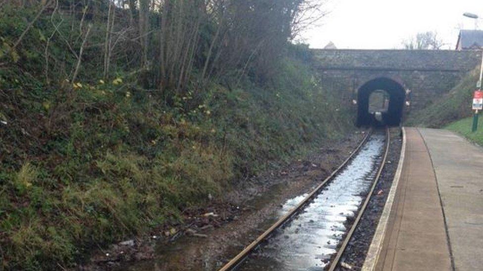 Flooding at North Llanrwst railway station