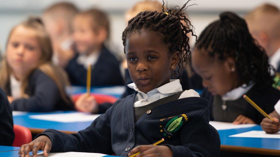 Children in class on the first day back to school at Arbours Primary Academy in Northampton