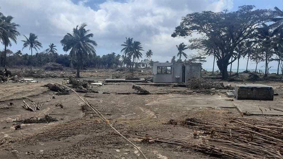 Damage to Tonga's shoreline